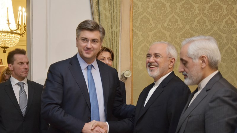 Predsjednik Vlade Plenković s ministrom vanjskih poslova Islamske Republike Iran Zarifom
